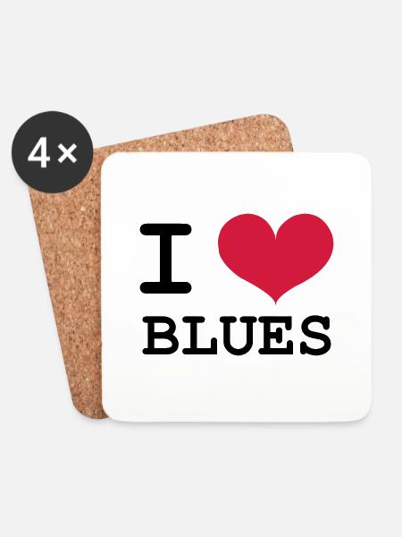 I Love Blues - Coasters (set of 4) - white