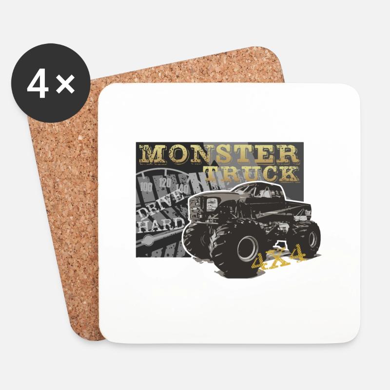 Monstertrck - Untersetzer (4er-Set) - Weiß