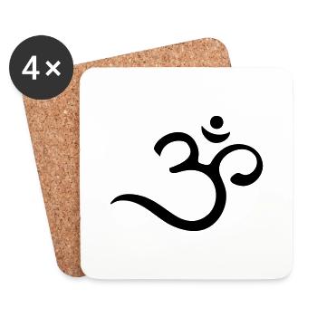 Om, Symbol, Buddhism, Mantra, Meditation, Yoga - Dessous de verre (lot de 4) - blanc - Devant