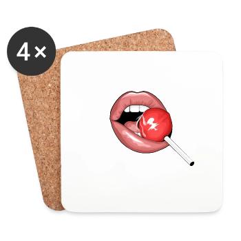 Lollipop Lips - Untersetzer (4er-Set) - Weiß - Vorne