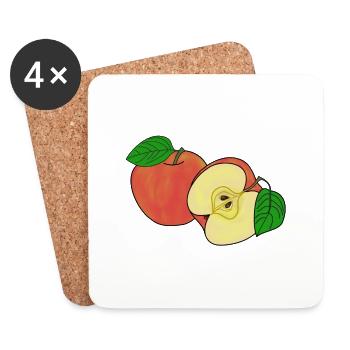 Ganzer und halber Apfel - Untersetzer (4er-Set) - Weiß - Vorne