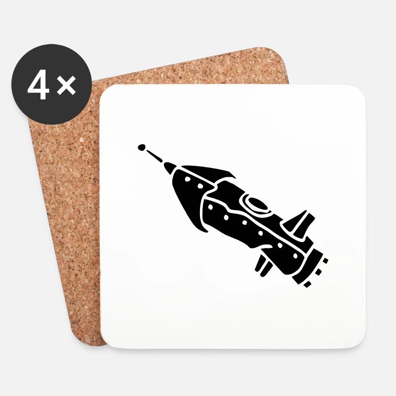 space shuttle space ship Rakete rocket satellite - Dessous de verre (lot de 4) - blanc