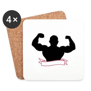 Bodybuilder - Untersetzer (4er-Set) - Weiß - Vorne
