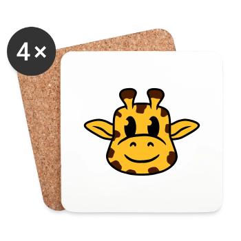 Lustige coole glückliche Giraffe Kopf Gesicht Tier - Untersetzer (4er-Set) - Weiß - Vorne