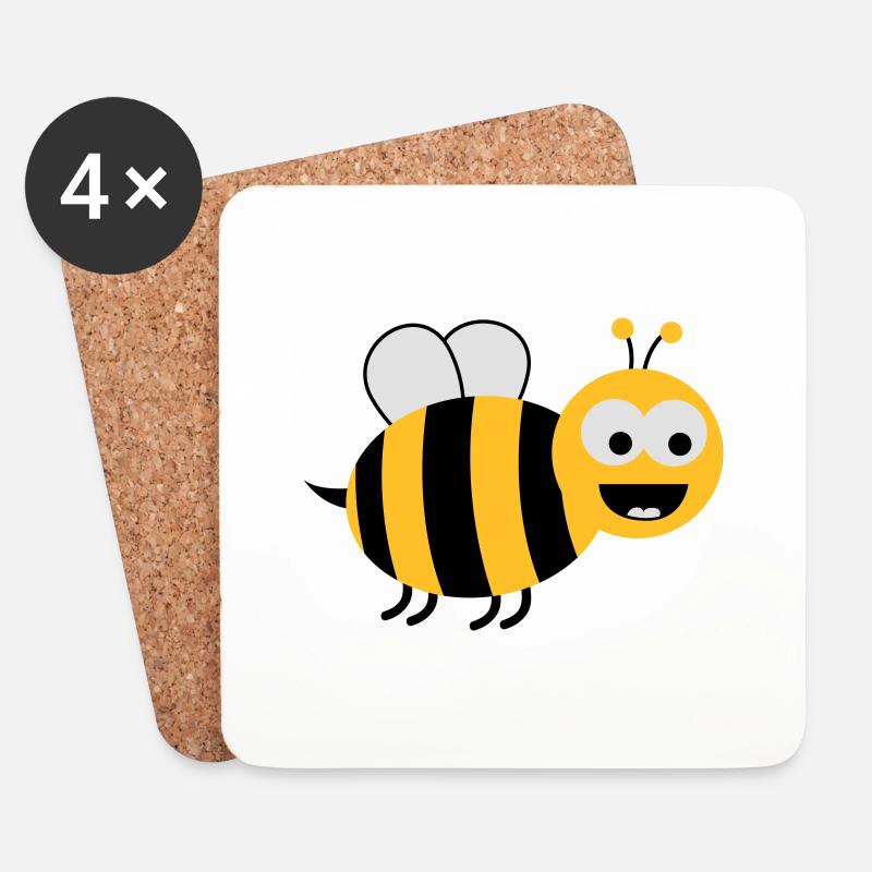 Funny Sweet Bee - Untersetzer (4er-Set) - Weiß