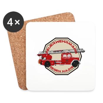 pompiers contre les nazis - ANTIFA EFFACE TOUJOURS - Dessous de verre (lot de 4) - blanc - Devant