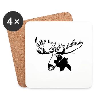 élan - moose - elk - hunting - hunter - Dessous de verre (lot de 4) - blanc - Devant