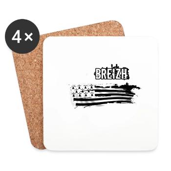 Bretagne - Breizh 20 - Dessous de verre (lot de 4) - blanc - Devant