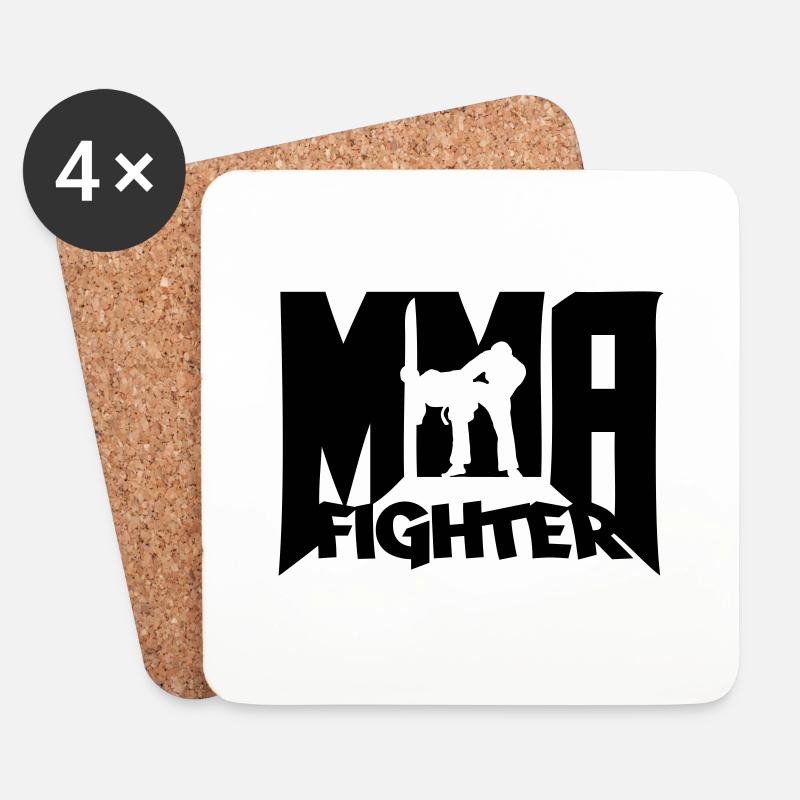 MMA Fighter Logo - Untersetzer (4er-Set) - Weiß