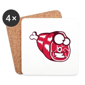 comic cartoon flesh face eyes mouth funny ha - Coasters (set of 4) - white - Front