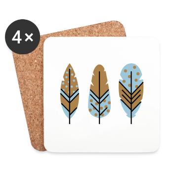 Plumes vectorielles tricolores dans les couleurs souhaitées - Dessous de verre (lot de 4) - blanc - Devant