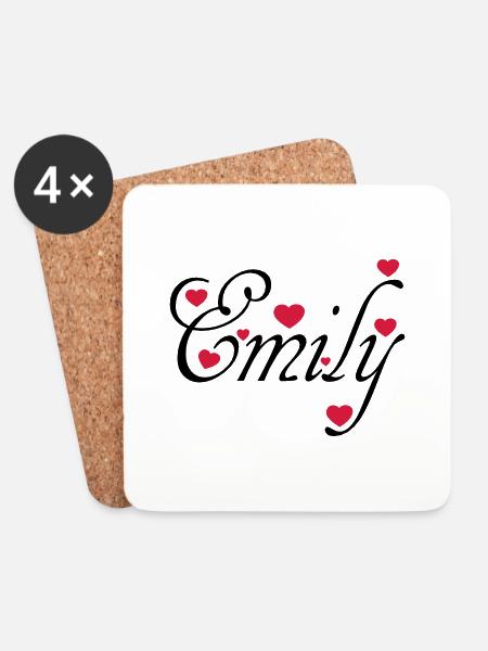 ♥ټI Love Emily-Vector Cute Confession Designټ♥ - Coasters (set of 4) - white