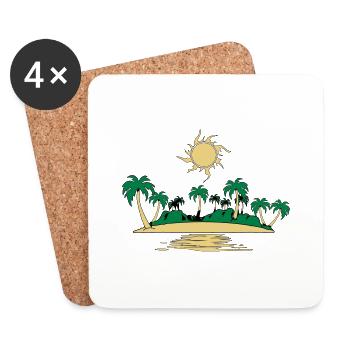 Island holiday sea sun - Coasters (set of 4) - white - Front