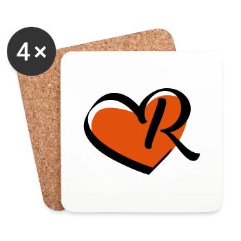 Lettre R dans le coeur - Dessous de verre (lot de 4) - blanc - Devant