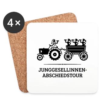 Junggesellinnen-Abschiedstour Mit Trecker (JGA V1) - Untersetzer (4er-Set) - Weiß - Vorne