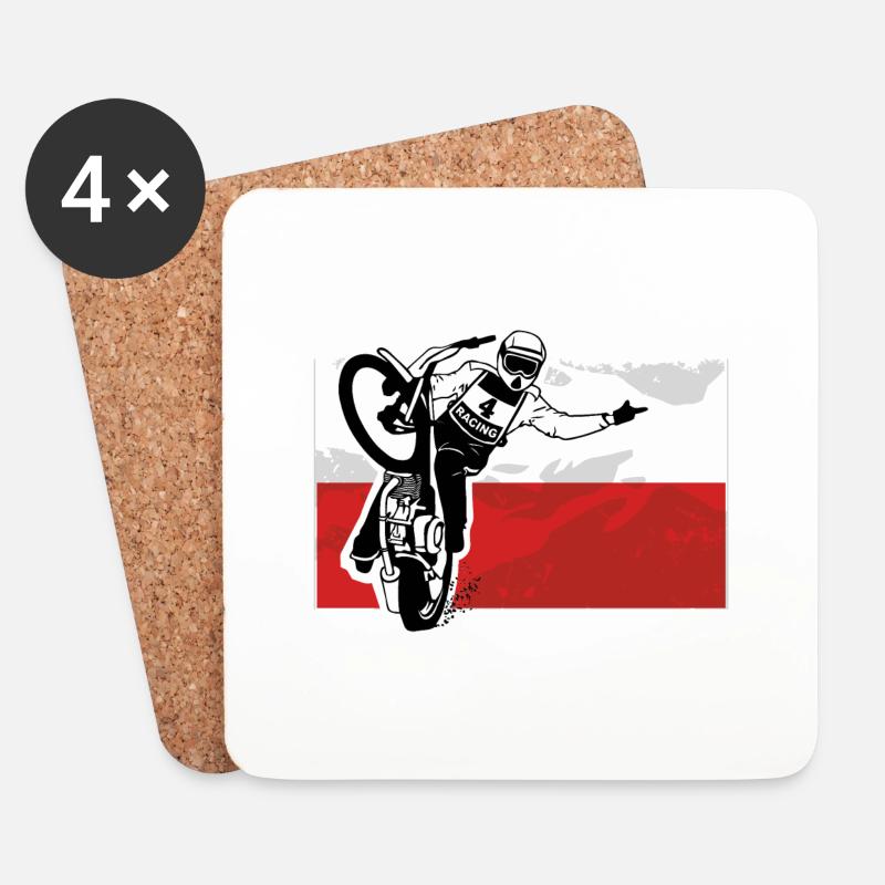 Speedway - Poland Flag - Untersetzer (4er-Set) - Weiß