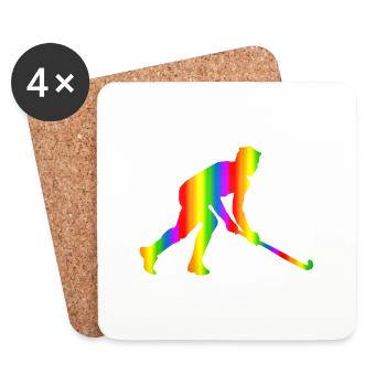 Bunter Unihockey Regenbogen - Untersetzer (4er-Set) - Weiß - Vorne