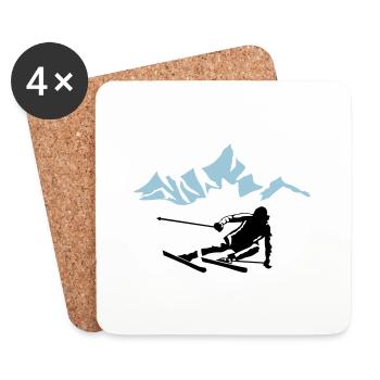 Skifahrer und Berge, skifahren - Untersetzer (4er-Set) - Weiß - Vorne