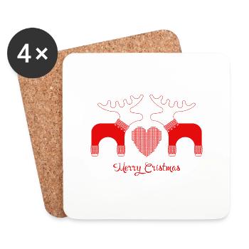 Adorable renne - Dessous de verre (lot de 4) - blanc - Devant