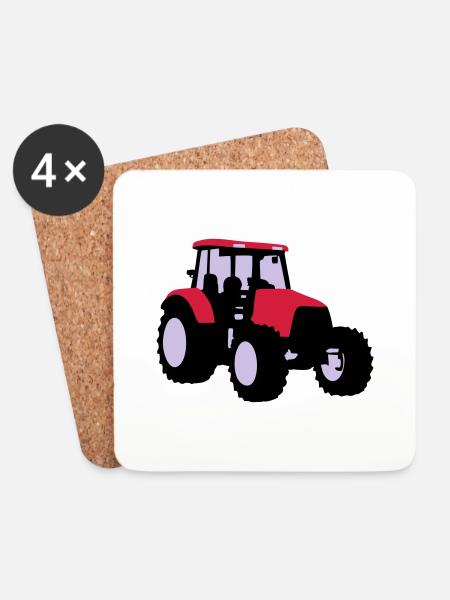 Tractor - Coasters (set of 4) - white