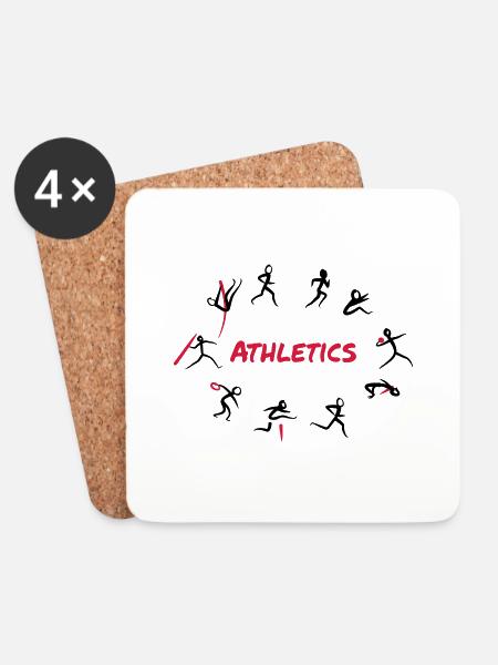 Leichtathletik, Zehnkampf - Untersetzer (4er-Set) - Weiß