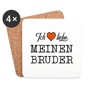 ich liebe meinen Bruder Herz - Untersetzer (4er-Set) - Weiß - Vorne