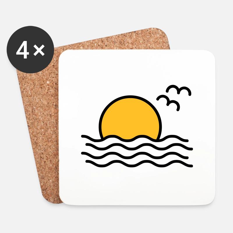 Sonnenuntergang - Untersetzer (4er-Set) - Weiß