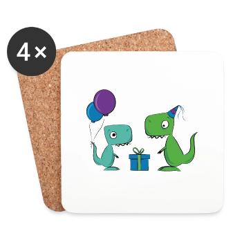Dino Saurier Party TRex Tyrannosaurus - Dessous de verre (lot de 4) - blanc - Devant