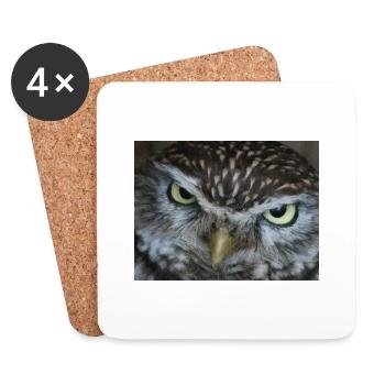 Face of an owl - Coasters (set of 4) - white - Front