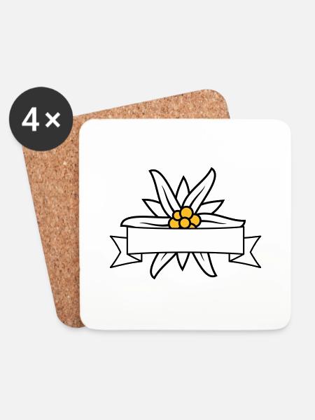 Text Banner Edelweiss - Untersetzer (4er-Set) - Weiß