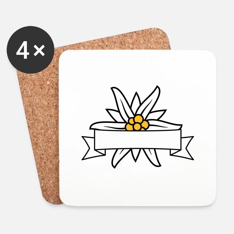 Text Banner Edelweiss - Untersetzer (4er-Set) - Weiß