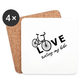 Love riding my bike, women's bike, bike - Coasters (set of 4) - white - Front