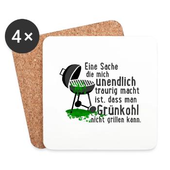 Grünkohl kann man nicht Grillen - Untersetzer (4er-Set) - Weiß - Vorne