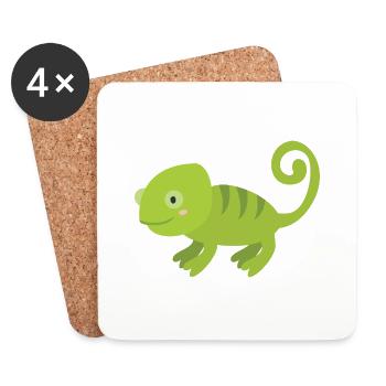 caméléon - Dessous de verre (lot de 4) - blanc - Devant