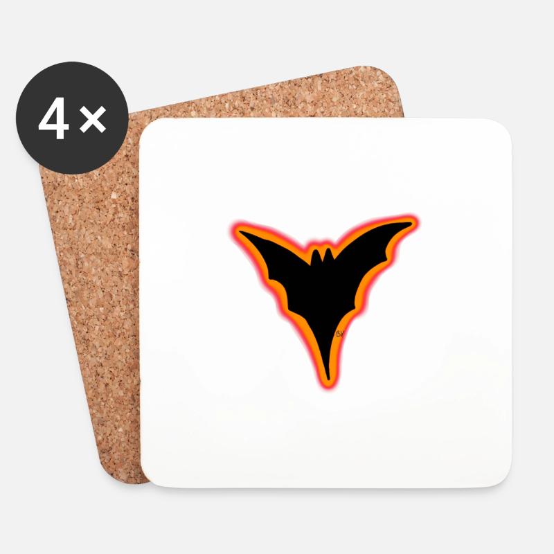 Orange Fledermaus - Untersetzer (4er-Set) - Weiß