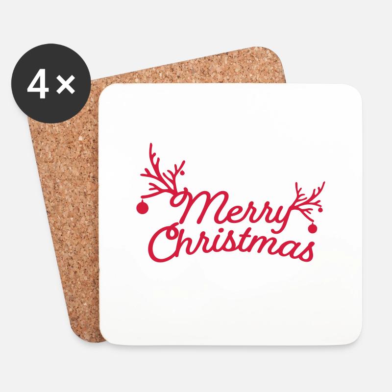 Fröhliche Weihnachten - Untersetzer (4er-Set) - Weiß