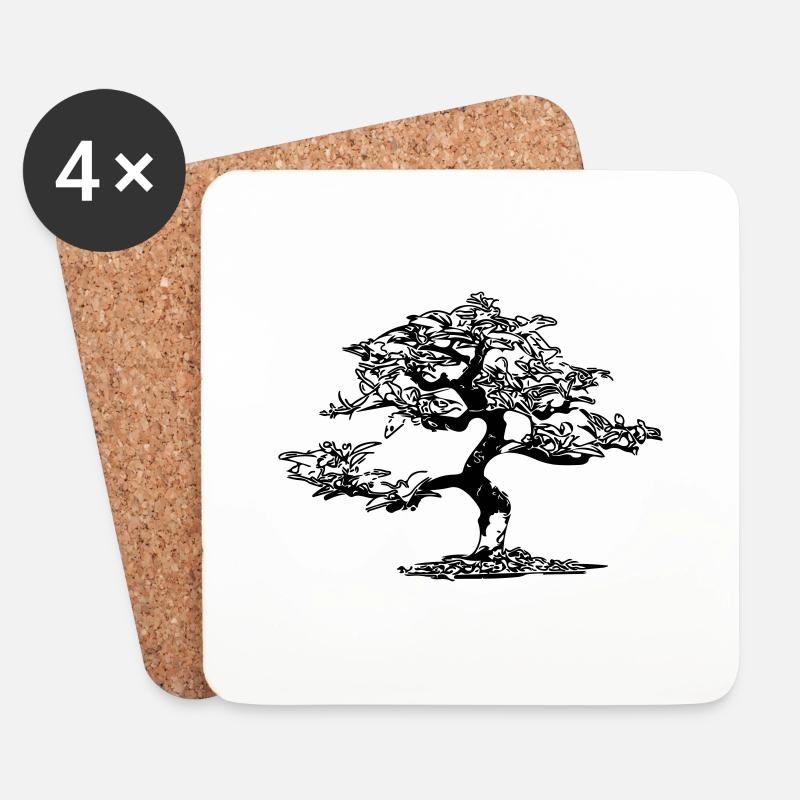 Niedlicher Bonsai - Untersetzer (4er-Set) - Weiß