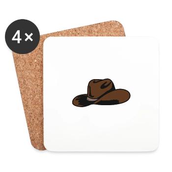 Brauner Cowboyhut - Untersetzer (4er-Set) - Weiß - Vorne