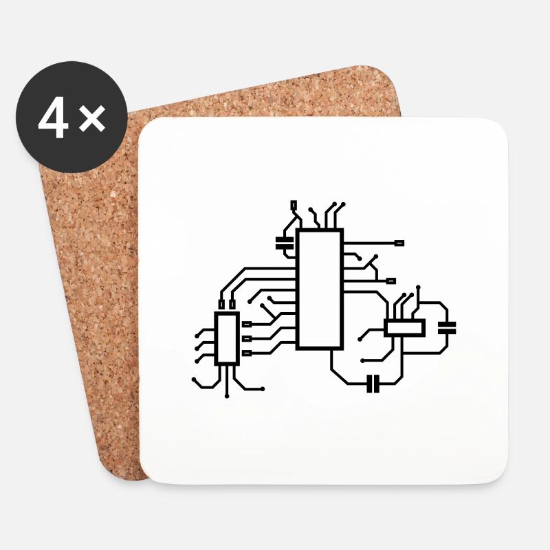 Schaltkreis 1 - Untersetzer (4er-Set) - Weiß
