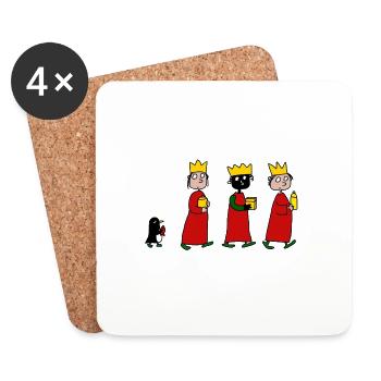 Trois reines avec pingouin - Dessous de verre (lot de 4) - blanc - Devant