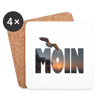 Moin (motif: Saint Peter Ording) - Dessous de verre (lot de 4) - blanc - Devant