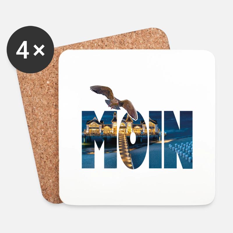 Moin (Motiv: Sellin) - Untersetzer (4er-Set) - Weiß