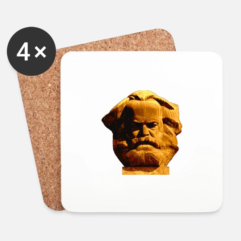 Karl-Marx-Monument, Chemnitzer Nischel. Gold - Untersetzer (4er-Set) - Weiß