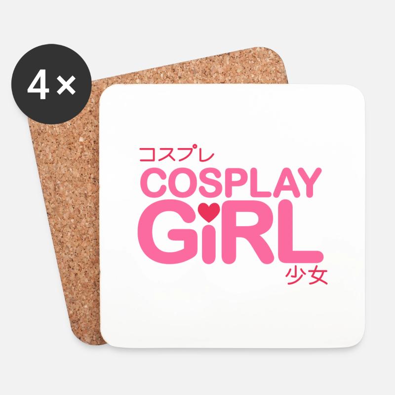 Cosplay Mädchen - Untersetzer (4er-Set) - Weiß