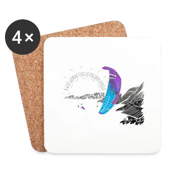 Montagnes de l'amour du soleil en parapente - Dessous de verre (lot de 4) - blanc - Devant