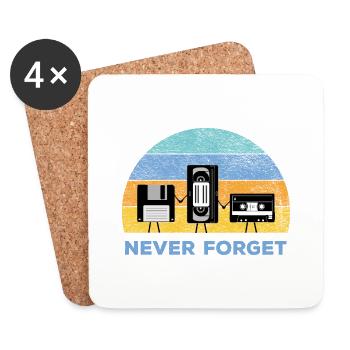Disquettes et cassettes Never Forget Nostalgie - Dessous de verre (lot de 4) - blanc - Devant