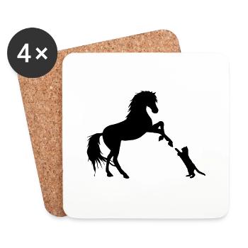 Horse and cat - Coasters (set of 4) - white - Front