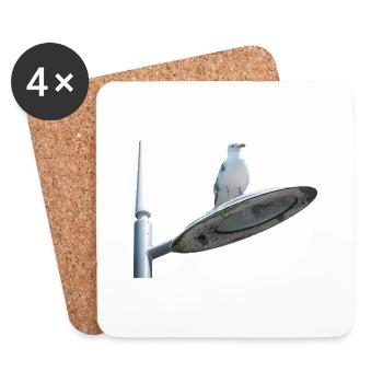 Möwe auf einer Lampe Post - Untersetzer (4er-Set) - Weiß - Vorne