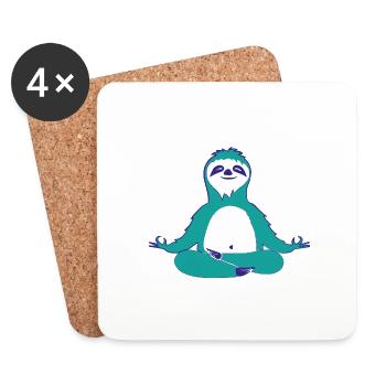 Faultier, yoga, schneidersitz,grün,entspannung - Untersetzer (4er-Set) - Weiß - Vorne