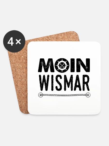 Moin Wismar Heimathafen Anker Moin Moin Ostsee - Untersetzer (4er-Set) - Weiß